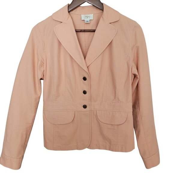 Ann Taylor Loft 3 Button Lightweight Jacket Womens Size 4 Peach Pockets - Picture 1 of 12